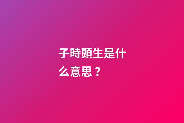 子時頭生是什么意思？